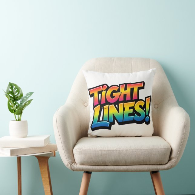 Tight Lines Rainbow Gradient Funny Fishing Gift Cushion (Chair)