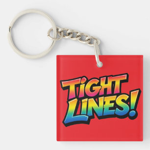 Tight Lines Rainbow Gradient Funny Fishing Gift Key Ring