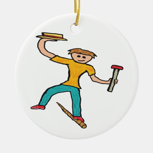 Tightrope Walking Ceramic Tree Decoration (Front)