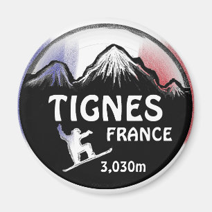 Tignes France flag snowboard art design magnet