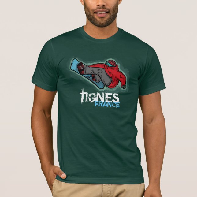 Tignes France guys snowboarder tee (Front)