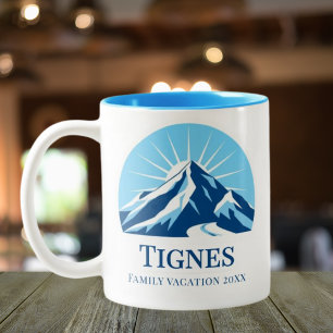 Tignes France ski resort souvenir Two-Tone Coffee Mug