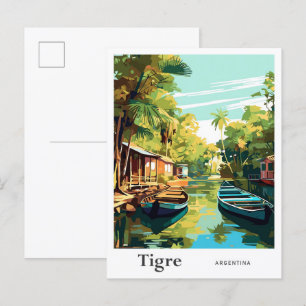 Tigre Argentina Art Vintage Travel Illustration Postcard
