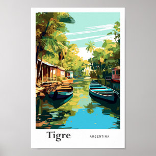 Tigre Argentina Art Vintage Travel Illustration Poster