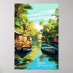 Tigre Argentina vintage travel illustration Poster