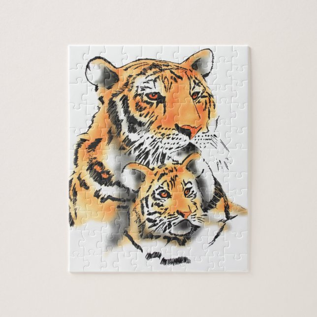 Tigress and Cub Jigsaw Puzzle (Vertical)