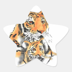 Tigress and Cub Star Sticker