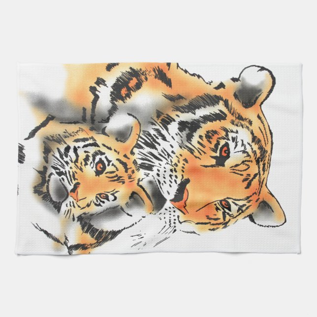 Tigress and Cub Tea Towel (Horizontal)