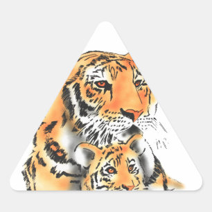 Tigress and Cub Triangle Sticker