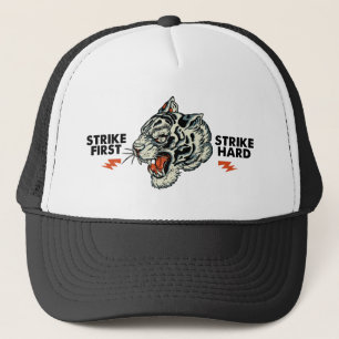 Tigtoo tattoo slogan strike first hard trucker hat