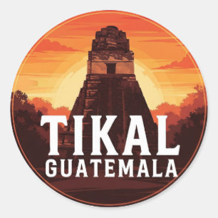 Tikal Guatemala Sunset Travel Classic Round Sticker