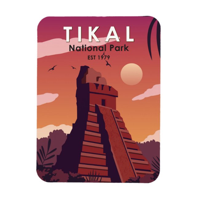 Tikal National Park Guatemala Vintage  Magnet (Vertical)
