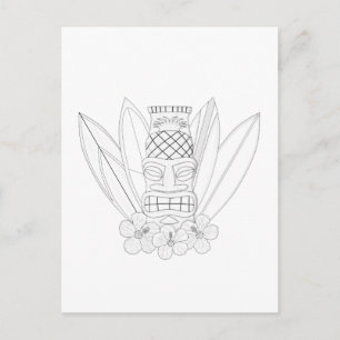 Tiki Adult Colouring Postcard