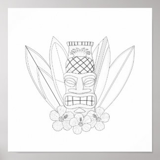 Tiki Adult Colouring Poster
