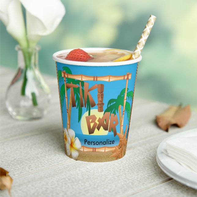 Tiki Bar Design - Personalise Paper Cups (Insitu)