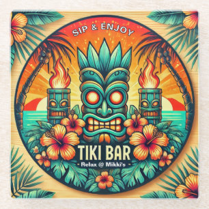 Tiki Bar Glass Coaster