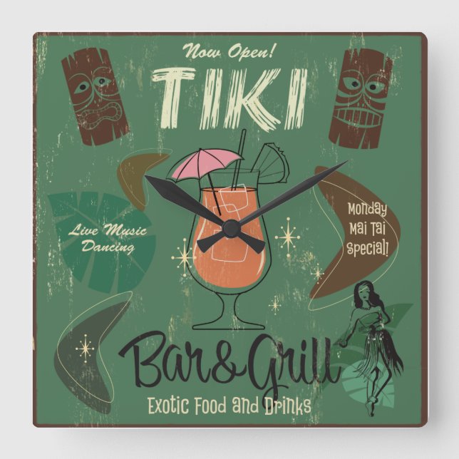 Tiki Bar&Grill Wall Clock (Front)