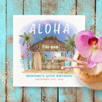 Tiki Beach Bar Tropical Moon Stars Birthday
