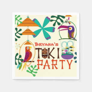 Tiki Birds Birthday Party Vintage Luau Custom Napkin