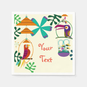 Tiki Birds Birthday Party Vintage Luau Custom Napkin