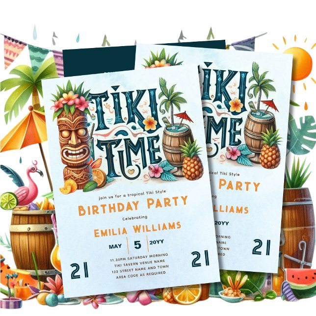 TIKI BIRTHDAY Tropical Luau Hawaiian Party (Creator Uploaded)
