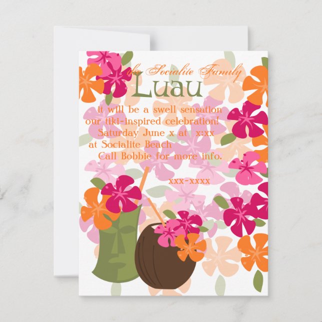 Tiki Blossoms Invitation (Front)
