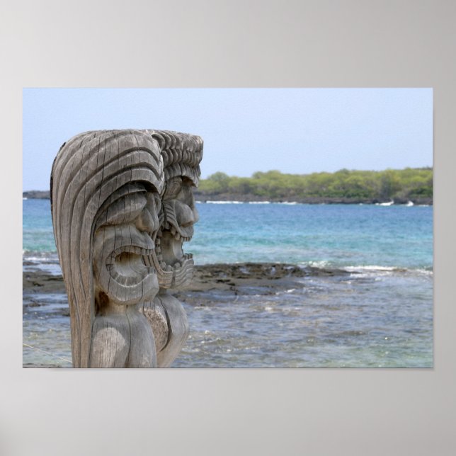 Tiki Guardians in Kona, Hawaii - Print (Front)