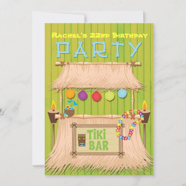 Tiki Hawaiian Tropical Summer Party Invitation (Front)
