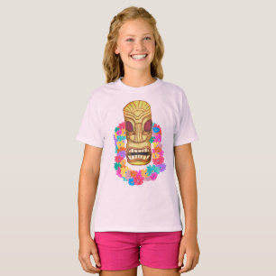  Tiki Head Hawaiian Lei T-Shirt