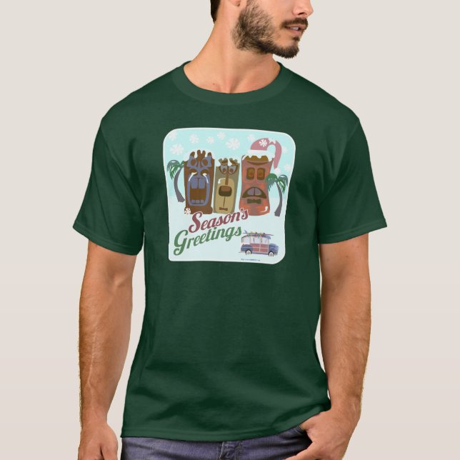 Tiki Holiday Mid-Century Culture Christmas Design T-Shirt (Front)