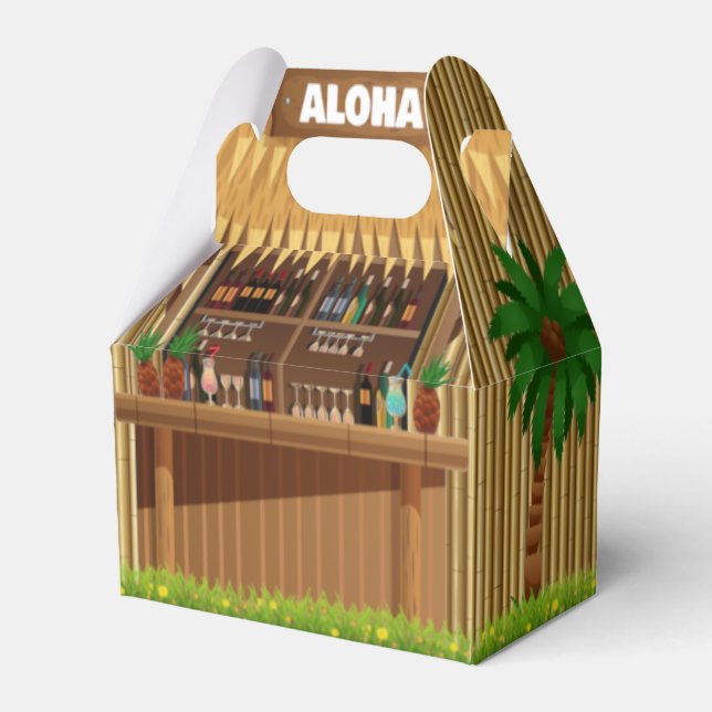 Tiki Hut Bamboo Aloha Island Dive Bar  Favour Box (Front Side)