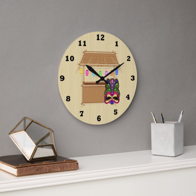 Tiki Hut cartoon wall clock (Office)