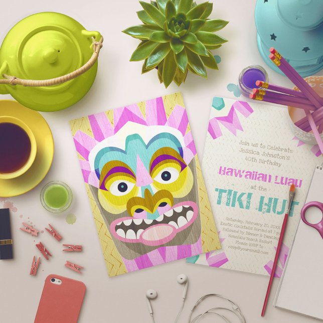 Tiki Hut Hawaiian Beachcomber's Birthday Party Invitation (Creator Uploaded)