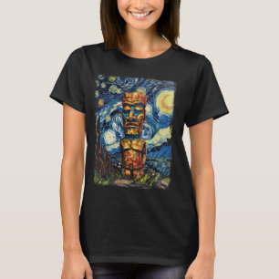 Tiki Luau Hawaiian Hawaii Tiki Mask Starry Night P T-Shirt