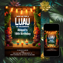 Tiki Luau Hawaiian Tropical Island Beach Birthday