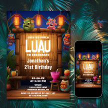 Tiki Luau Hawaiian Tropical Island Beach Birthday