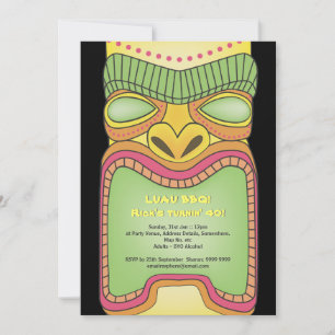 Tiki Luau Hawaiian Tropical Theme Beach Party Invitation