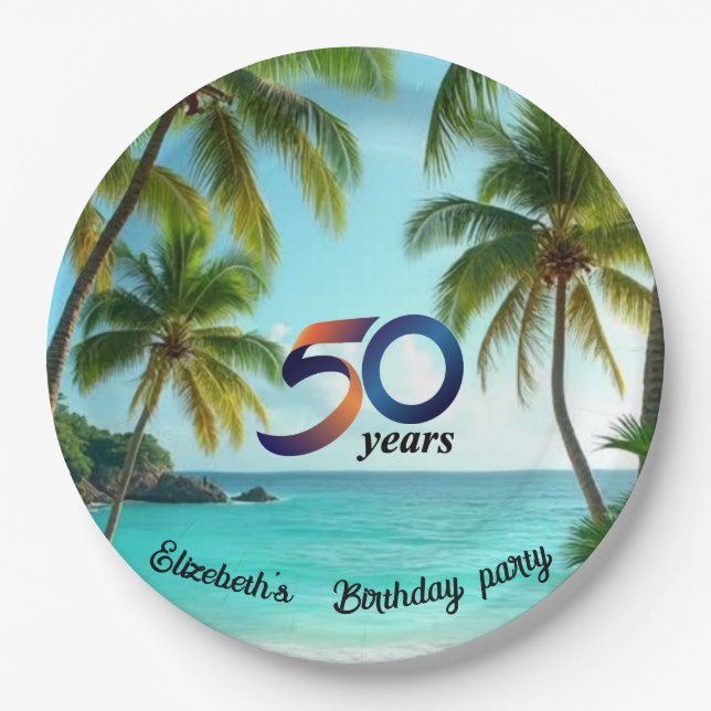 tiki luau tropical beach partyPaper Plate (Front)
