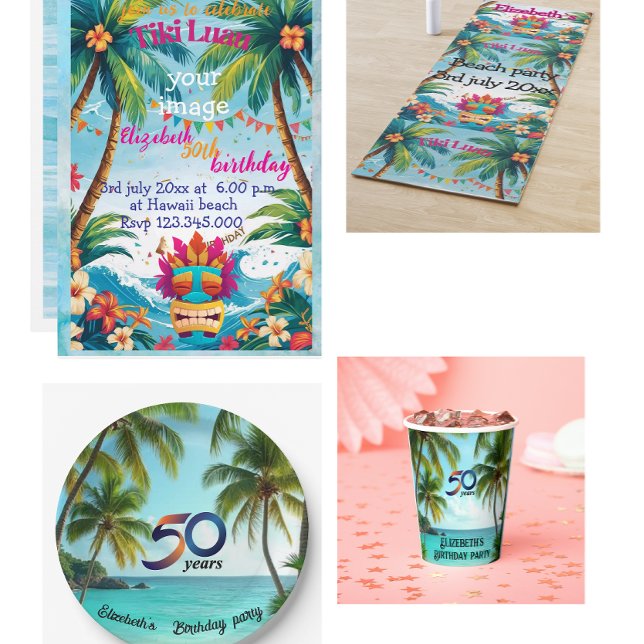 tiki luau tropical island beach Invitation (Creator Uploaded)