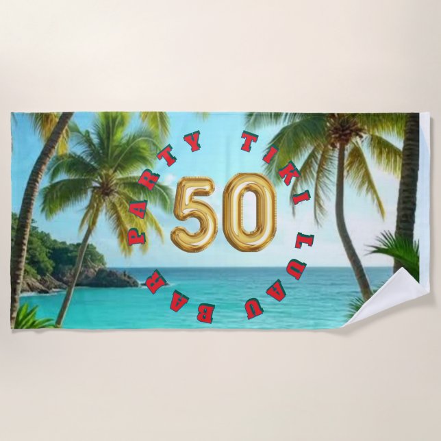 tiki luau tropical island beach  towel (Front)