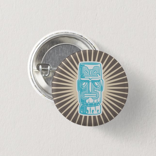 Tiki Man Blue Button (Front & Back)