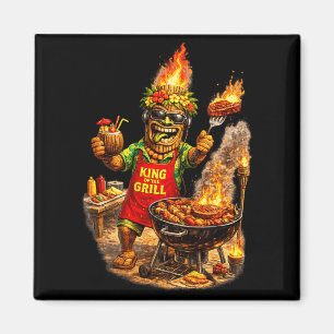 Tiki Man King Of The Grill Shirt Funny Island Bbq Magnet