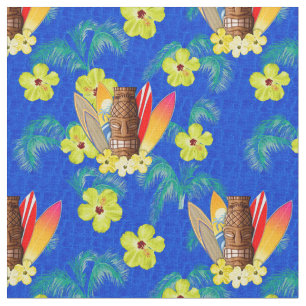 Tiki Mask And Surfboards Fabric