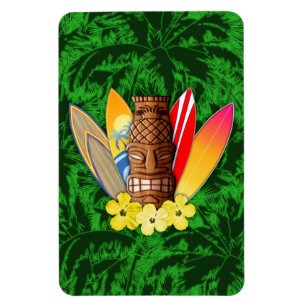 Tiki Mask And Surfboards Magnet