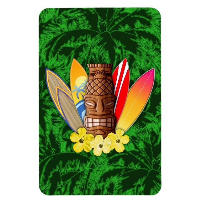 Tiki Mask And Surfboards Magnet (Vertical)