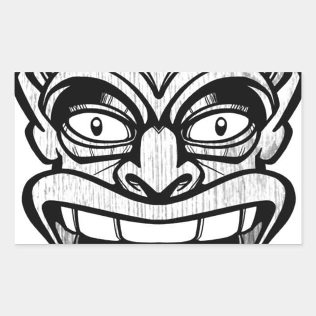 tiki mask hawaiian art rectangular sticker (Front)