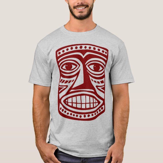 Tiki Mask III - Burgandy T-Shirt (Front)