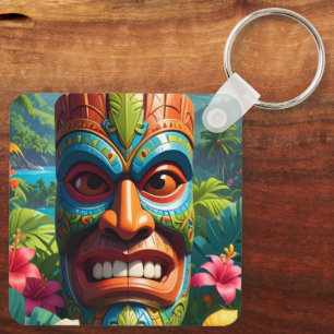 Tiki Mask Key Ring