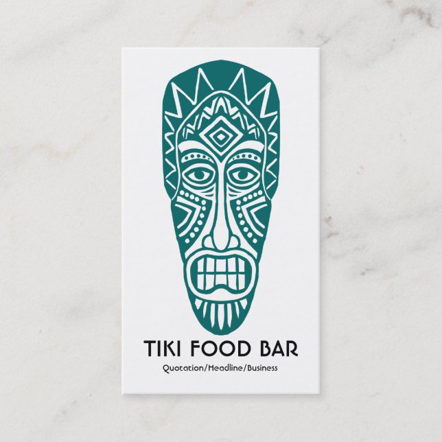 Tiki Mask - Moss Green on White Business Card (Front)