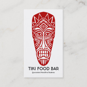 Tiki Mask - Ruby Red on White Business Card